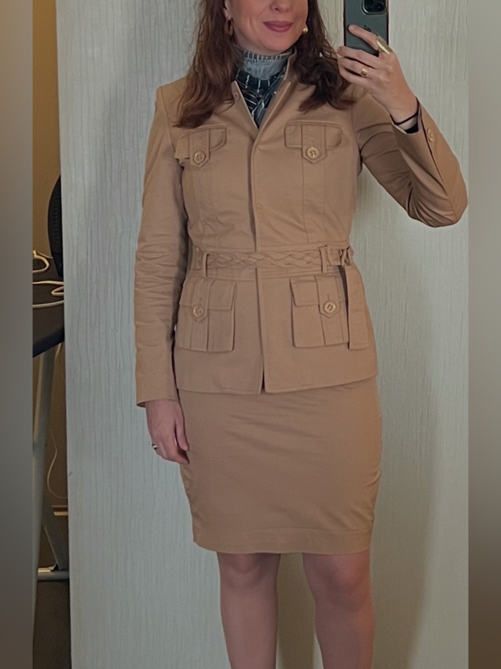 Anne Klein Tan Two-Piece Skirt Set